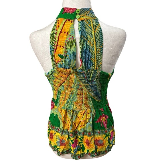 Cynthia Rowley Tropical Print Smocked Bodice Top Sz S - Picture 4 of 6